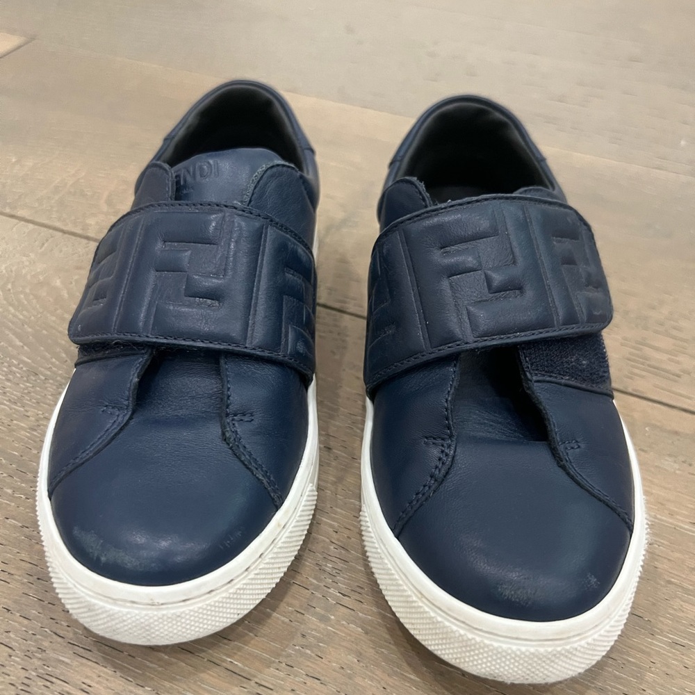 Fendi Dark Blue Leather Sneakers Boys Size 29